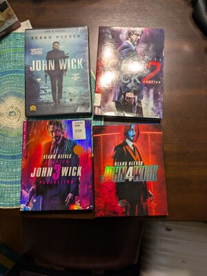 John Wick Complete chapters 1 2 3 4 Keanu Reeves slipcover blu ray dvd movie lot