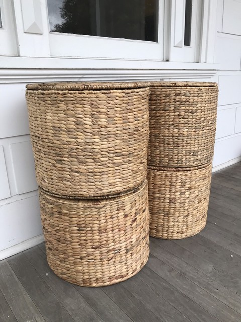 4 x Round Wicker Storage Ottomans, never used! | Other Furniture