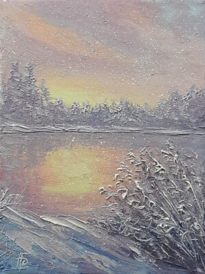 Evening Snowfall Beauty Original HandPainted Christmas Unique Holiday Gift Decor
