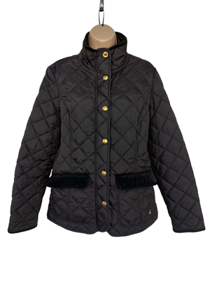 WOMENS JOULES UK 12 BLACK MOREDALE DIAMOND QUILTED FOX POPPER