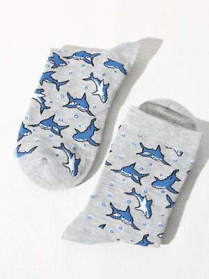 Shark Pattern Casual Crew Socks for Men Fun Socks Funky Socks Novelty Socks