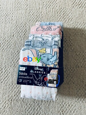  NEW Disney DUMBO Ladies Cotton Blend Socks  3 pairs  UK  3.5-5 euro 36-38.5  
