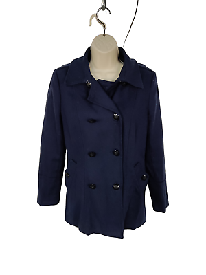 WOMENS OASIS SIZE UK SMALL NAVY DOUBLE BREASTED SHORT JACKET COAT MILITARY STYLE