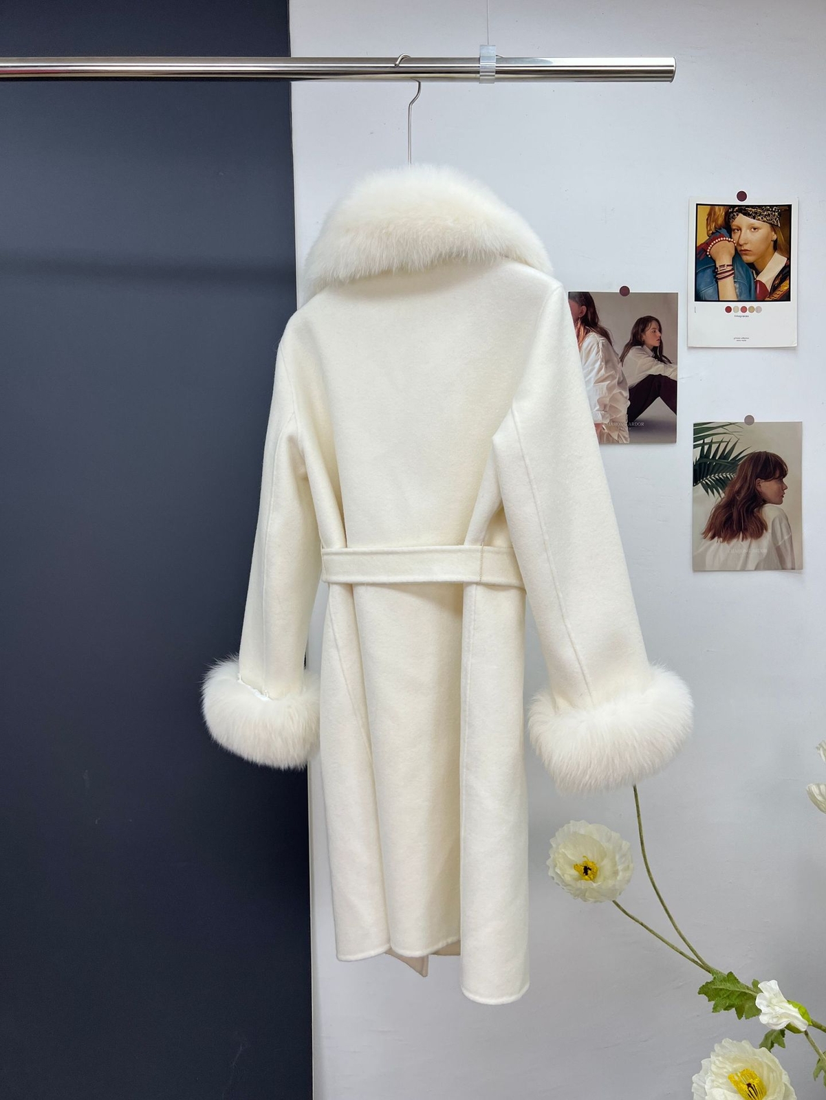 Winter Double-sided WoolCoat Women's Long Fox Fur Collar