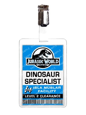 Jurassic World Dinosaur Specialist ID Badge Cosplay Film Prop Gift Christmas