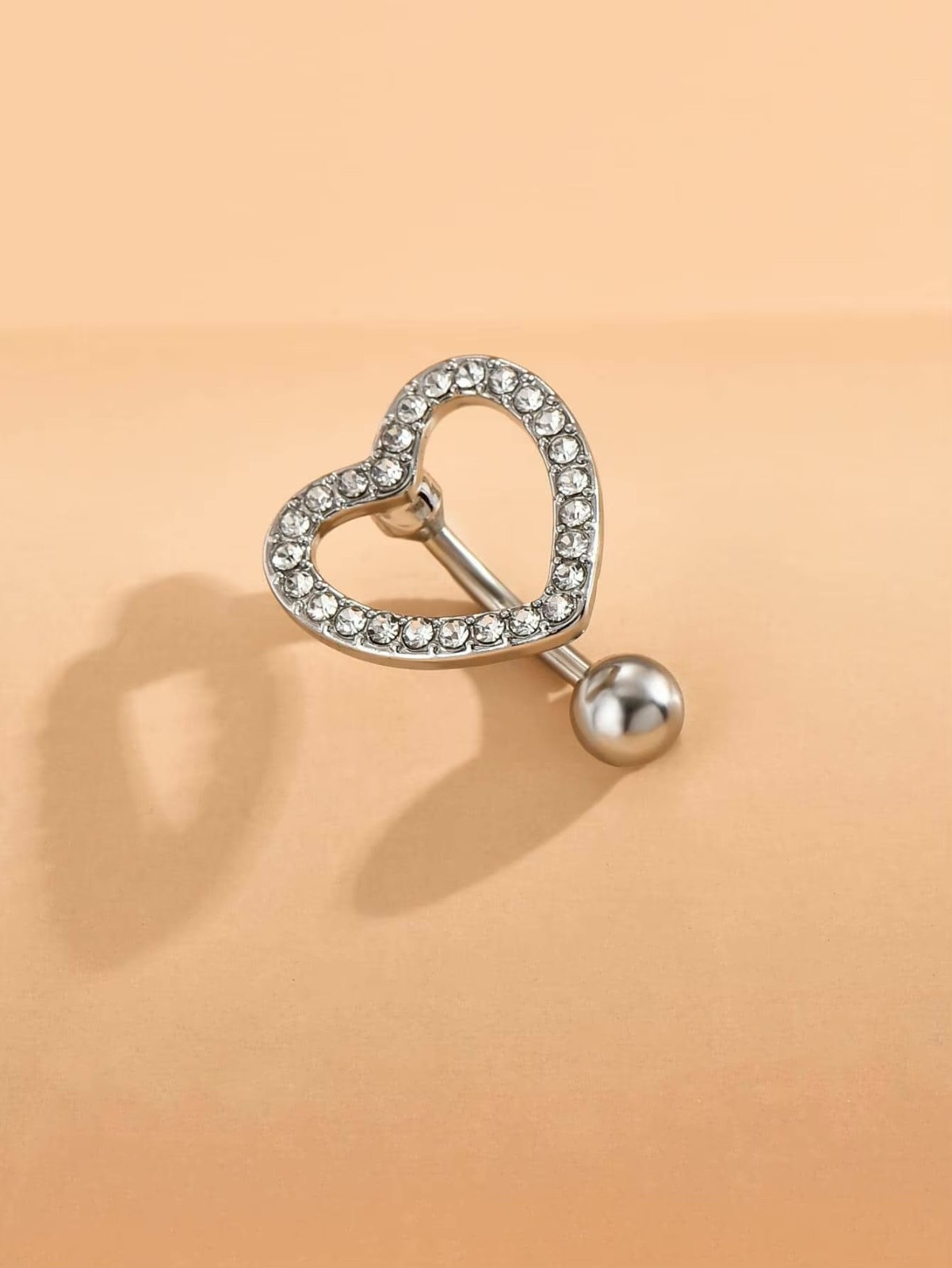 Clear Crystal Heart Love Belly Button Navel Ring Body Jewelry Piercing