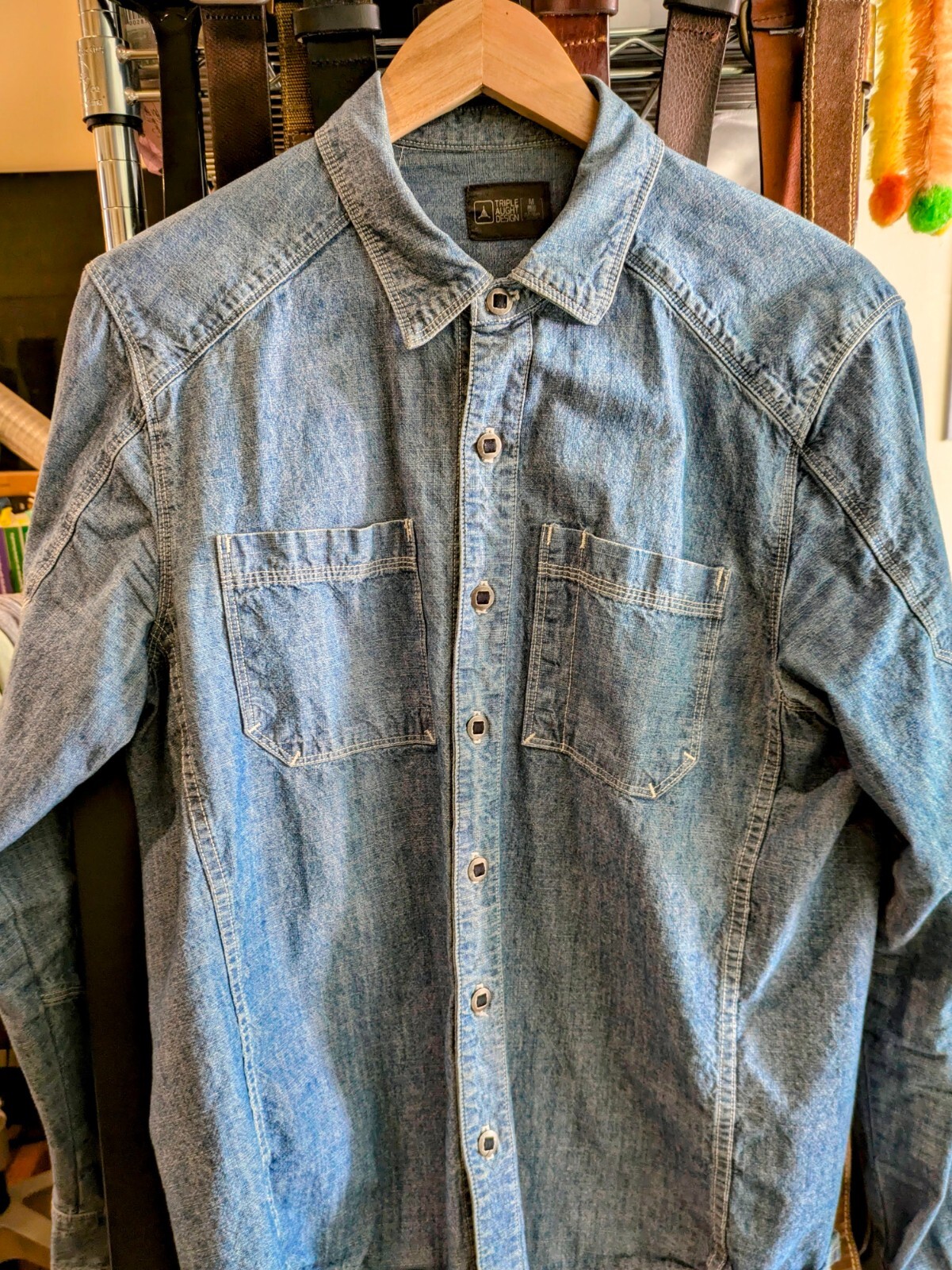 Triple Aught Design TAD Anvil denim shirt blue chambray small medium