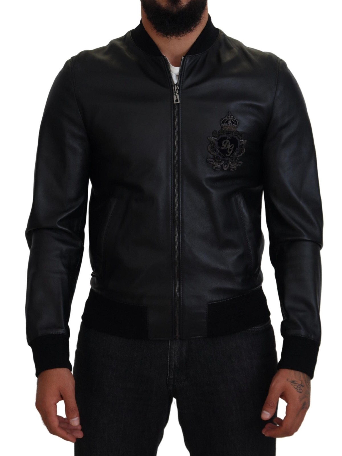 

Куртка DOLCE - GABBANA Черная кожаная мужская куртка-бомбер DG Crown IT48/US38/ Рекомендуемая розничная цена 3680 долларов США, Черный