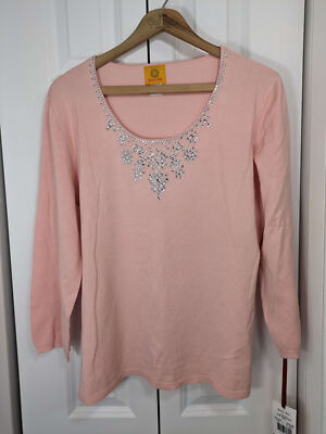 Ruby Rd NWT Women's Size XL Sweater Pink 3/4 Sleeve