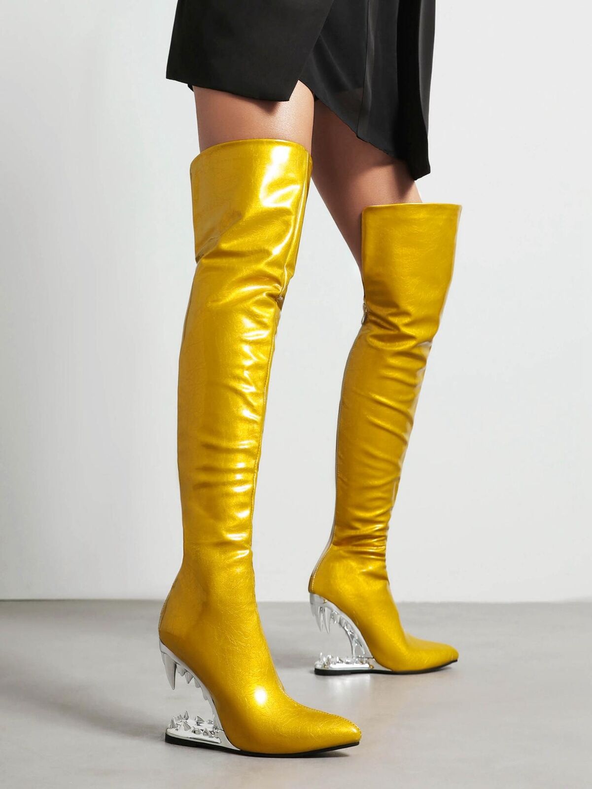 2024 Over Knee High Boots Tiger Teeth Less Wedge Heel Club Evening Women's Shoes 2024 Over Knee High Boots Tiger Teeth Less Wedge Heel Club Evening Women's Shoes