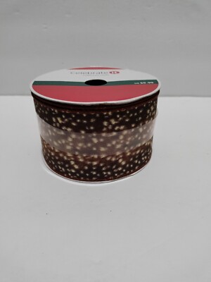 Celebrate It Christmas Wired Ribbon 2.5'' By 25' Brown Polyester