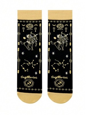 Unisex Sagittarius Zodiac Pattern Socks Crew Fun Astrology Gift UK 🇬🇧