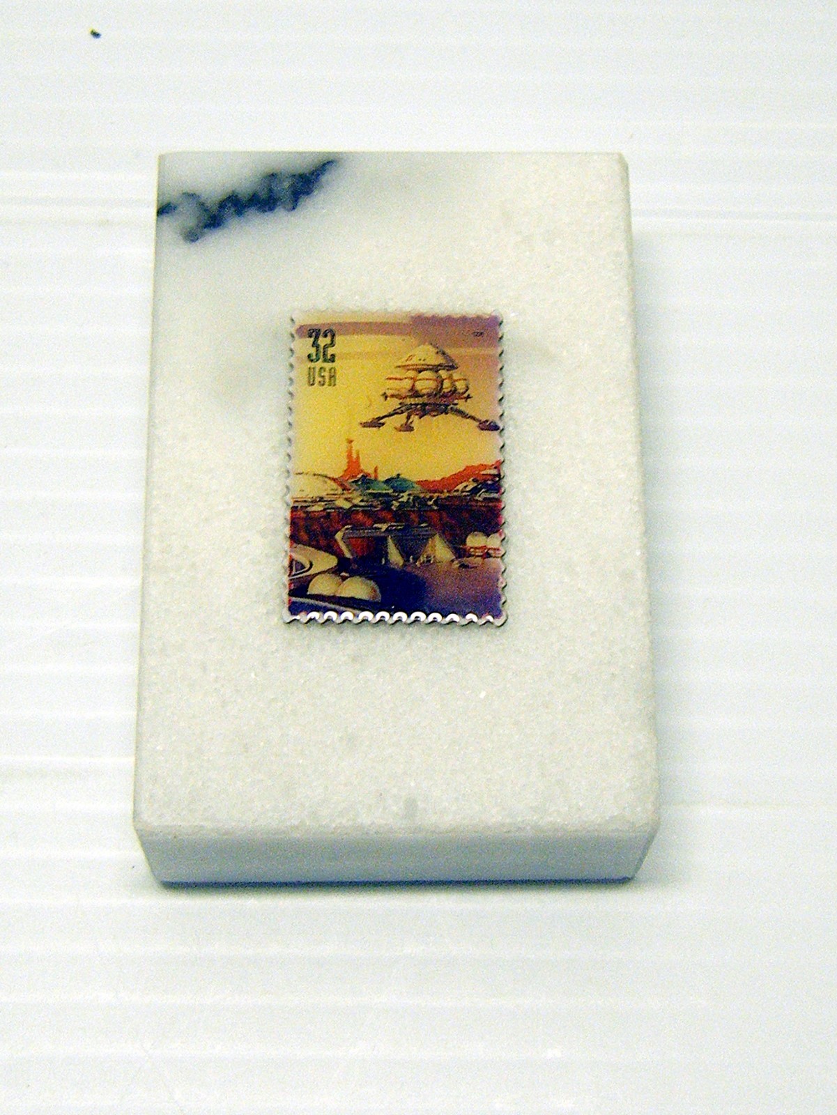 US Postal Collectible Anniv. Pin & Stamp On Marble