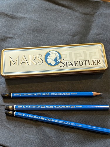 筆記具 vintage STEADTLER MARS LUMOGRAPH EXEXB Vintage Mars Staedtler Pencil Tin Box With 6 Lumograph
