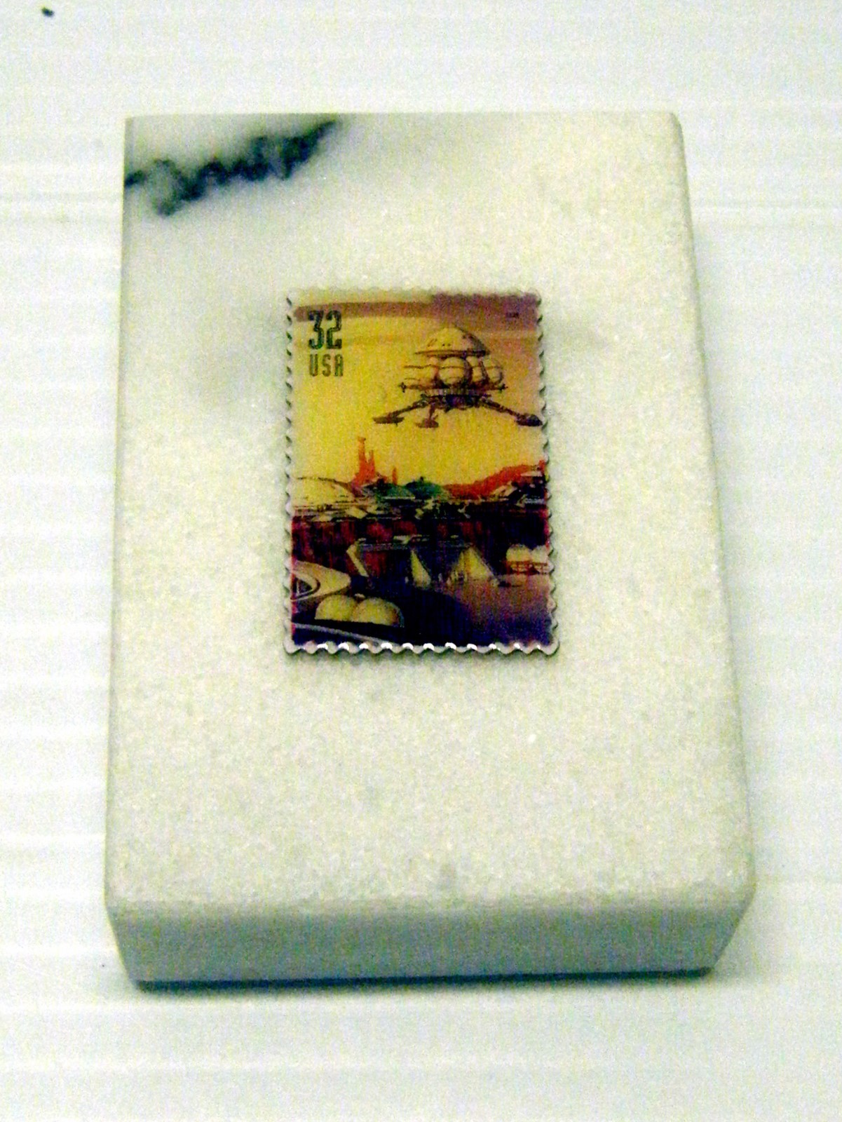 US Postal Collectible Anniv. Pin & Stamp On Marble