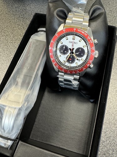 Pre-owned Seiko Prospex Speedtimer Solar Steel Bracelet Silver Dial Watch Ssc945 Limited