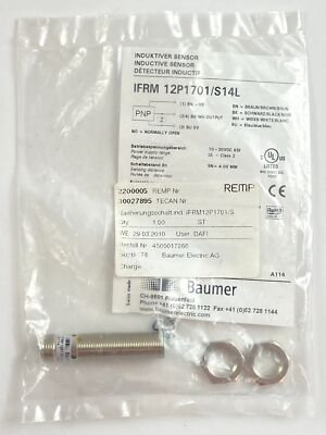 Baumer IFRM 12P1701/S14L Inductive Proximity Switch Sensor 10-30VDC 4mm