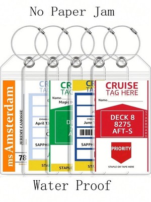 3 PCS Cruise Ship Luggage Tags Holders Zip Pouch Keyring Steel Wire Cable UK