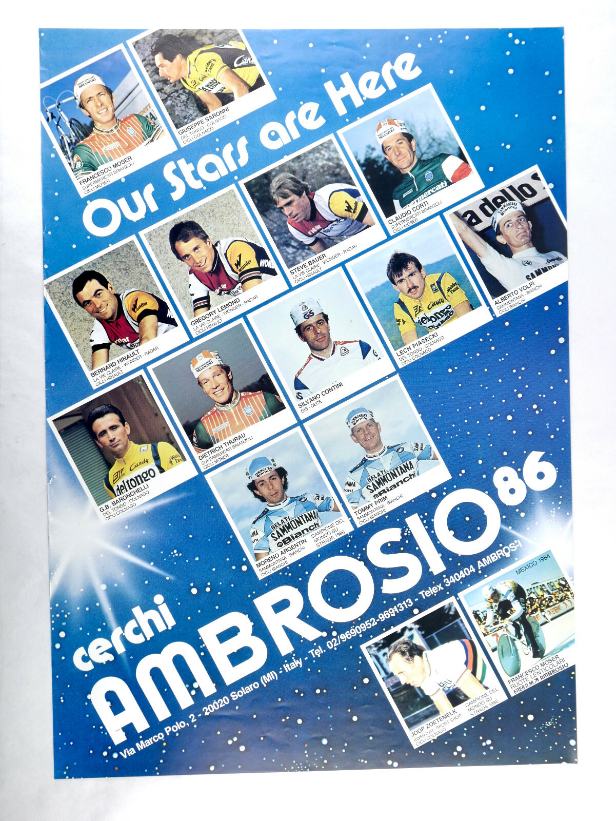 Ambrosio Poster Lemond Moser Saronni Hinault Argentin Bauer  19