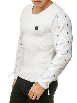 Redbridge Herren Strickpullover Pullover Pulli Knit Sweatshirt Slim-Fit Laced Up
