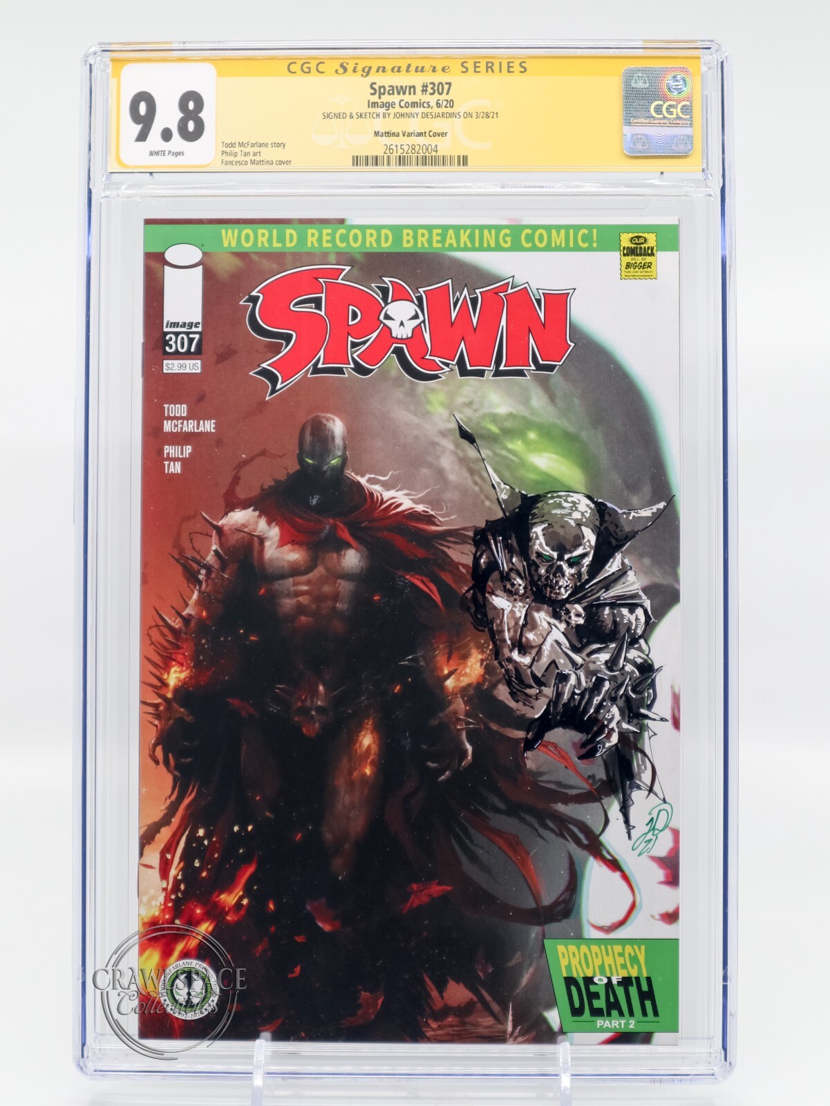 ごみを喰う男 ※サイン入り Spawn 307 Signed and Sketch by Johnny Desjardins CGC 9.8 SS