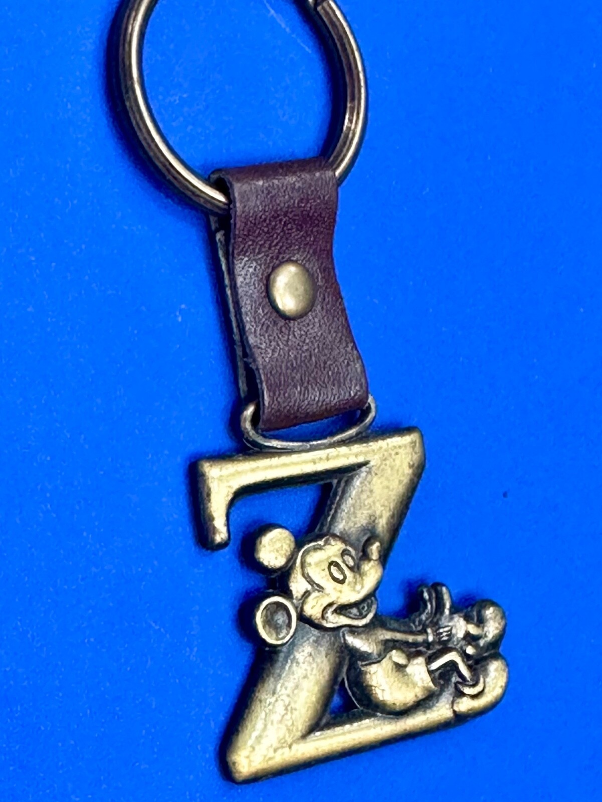 イタリア製　ディズニー　真鍮製　キーフック Vintage Letter Initial Z Mickey Mouse Disney Keychain Brass