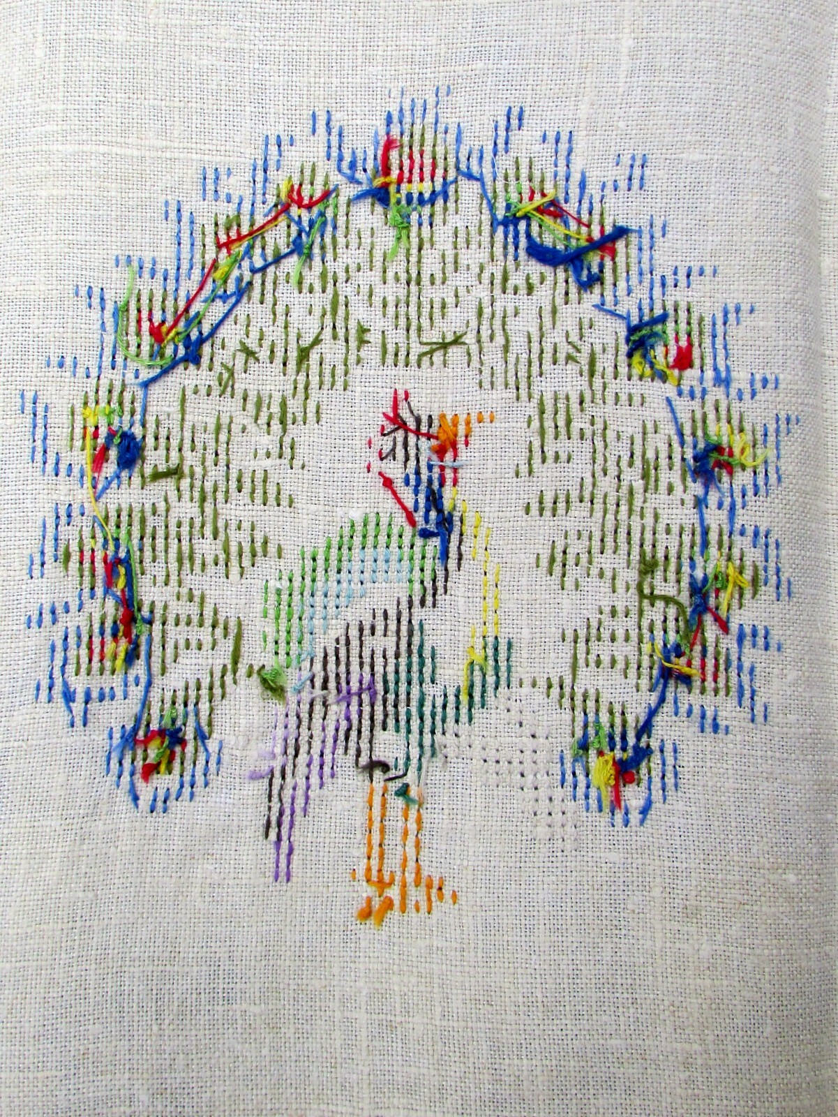 Vintage Linen Hand Towel, Embroidered Peacock, Fine Stitches - Now 25% Off!