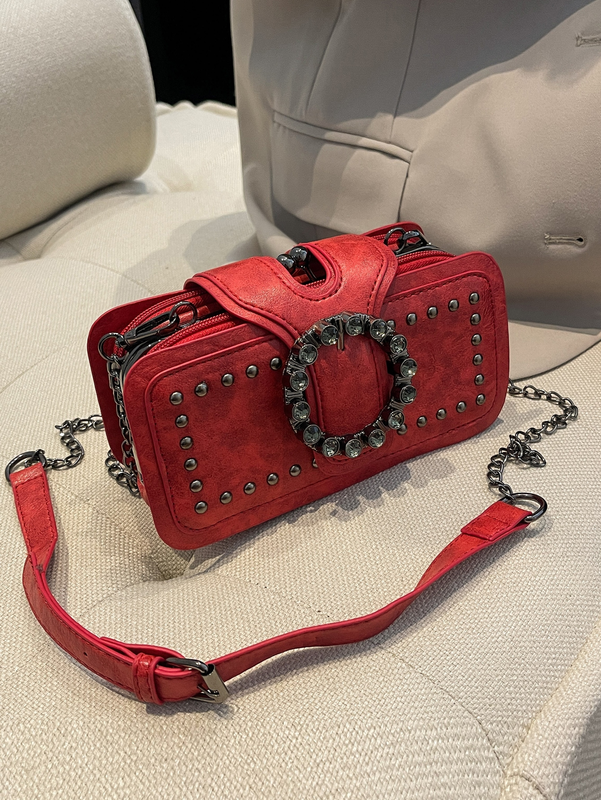 ☆ROCKCAKE☆SQUARE LEATHER STUD MIDDLE BAG The Lover Rock