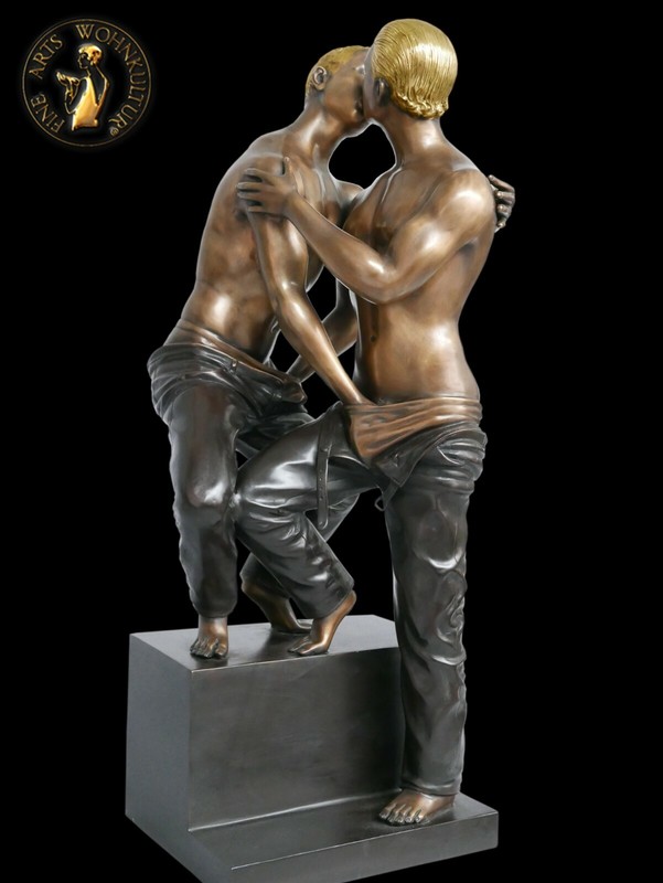 Fine Arts Wohnkultur Sculpture En Bronze Two Kissing Gays Statue Ã©Rotique Figure