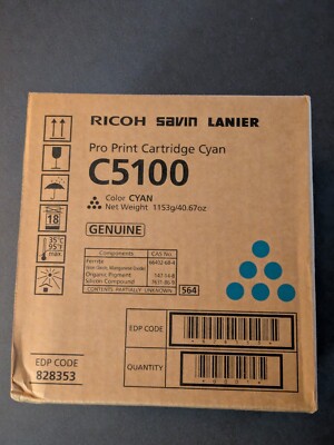 New Sealed Genuine Ricoh 828353 Cyan Toner Cartridge C5100 Savin Lanier 