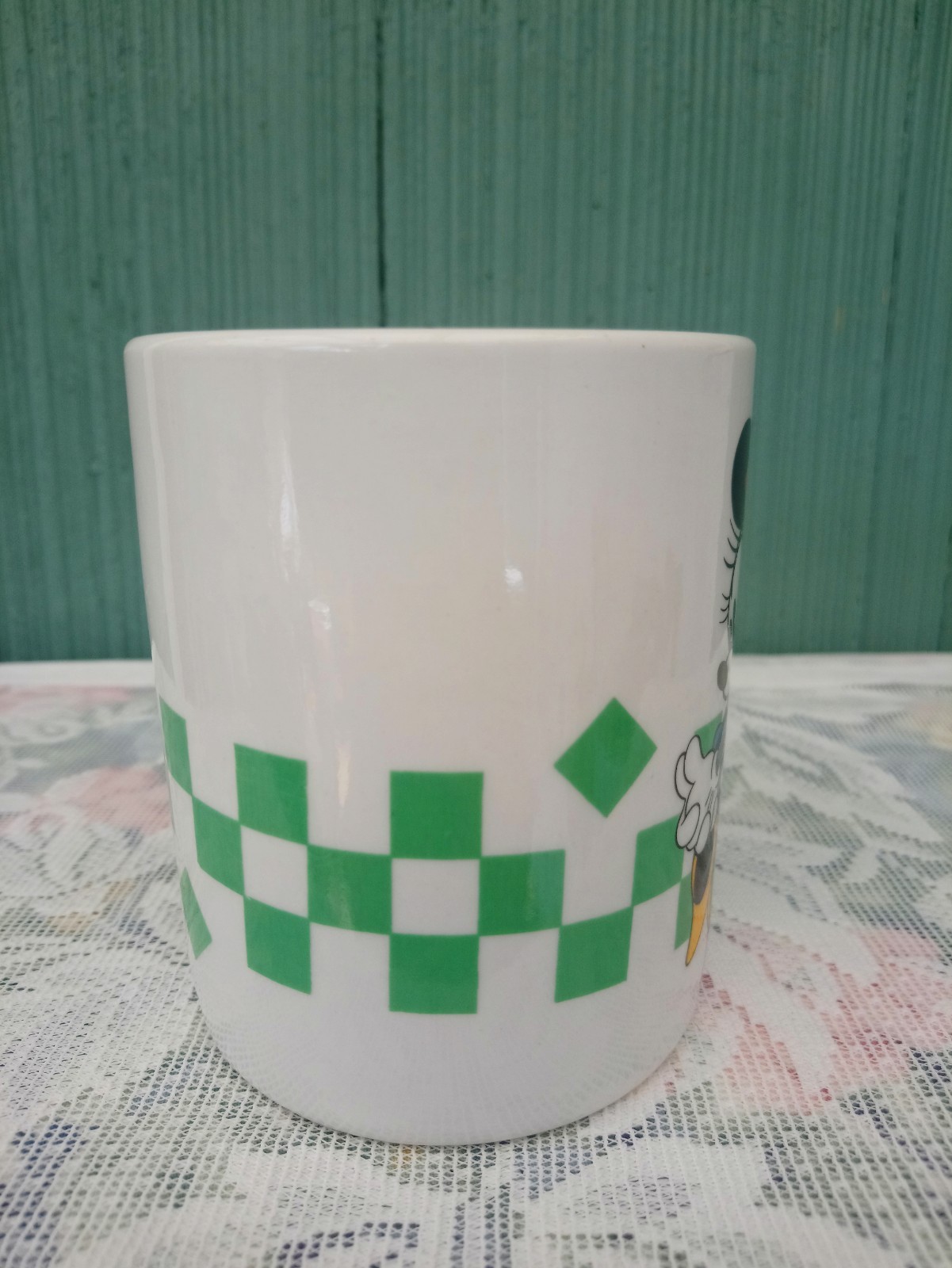 Mickey & Co Gabbay Dancing Green Checkerboard Minnie Mouse  Coffee Tea Mug Cup
