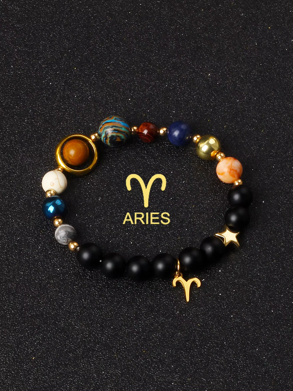 Natural Stone Solar System Bracelets for Women - 8 Planets & 12 Constellations