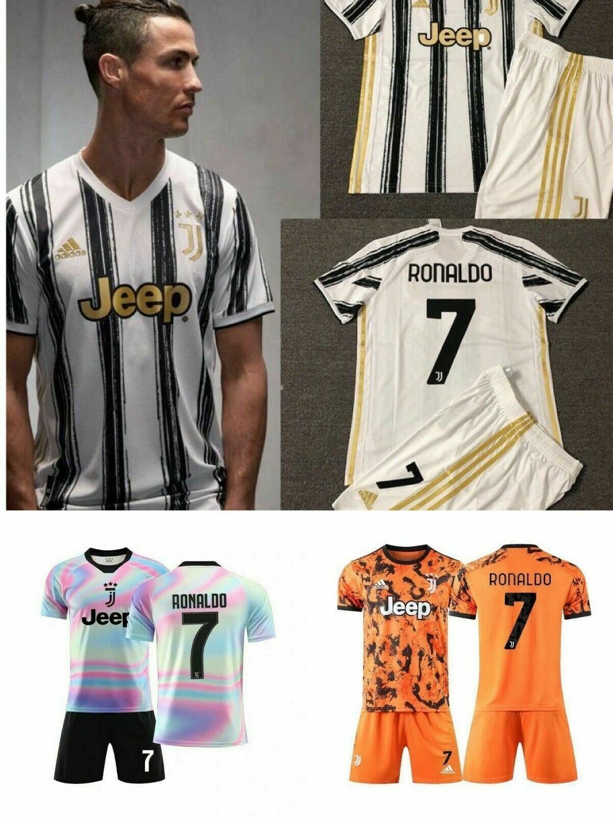 Juventus Ronaldo 7 Trikot dritter Auswärtstrikot Fußball Kit für Jungen Kinder