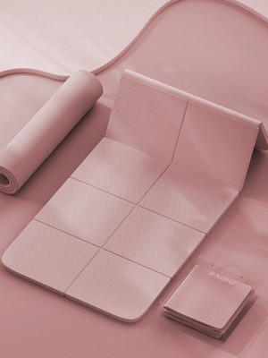 Pink Foldable Yoga Mat TPE 183x61x0.6cm, Easy to Carry for Home Use