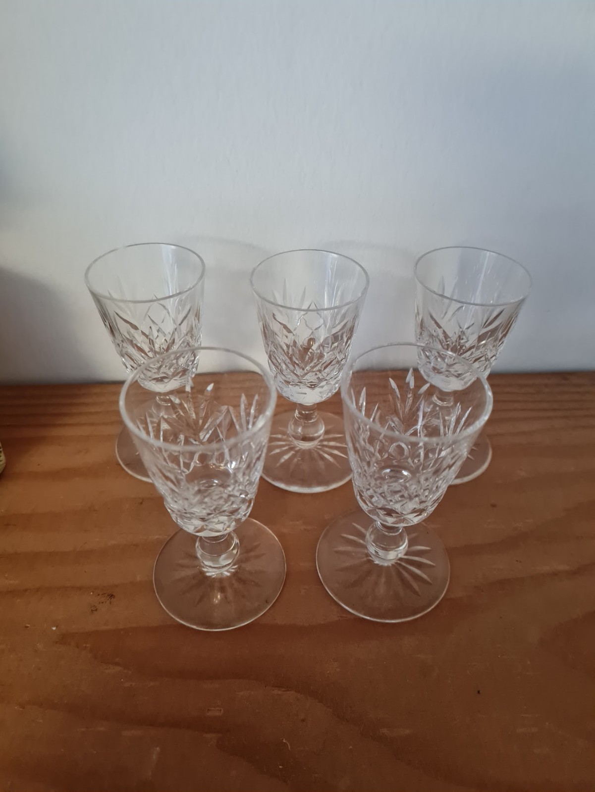Stunning Cut Crystal Sherry Glasses - Set of Five