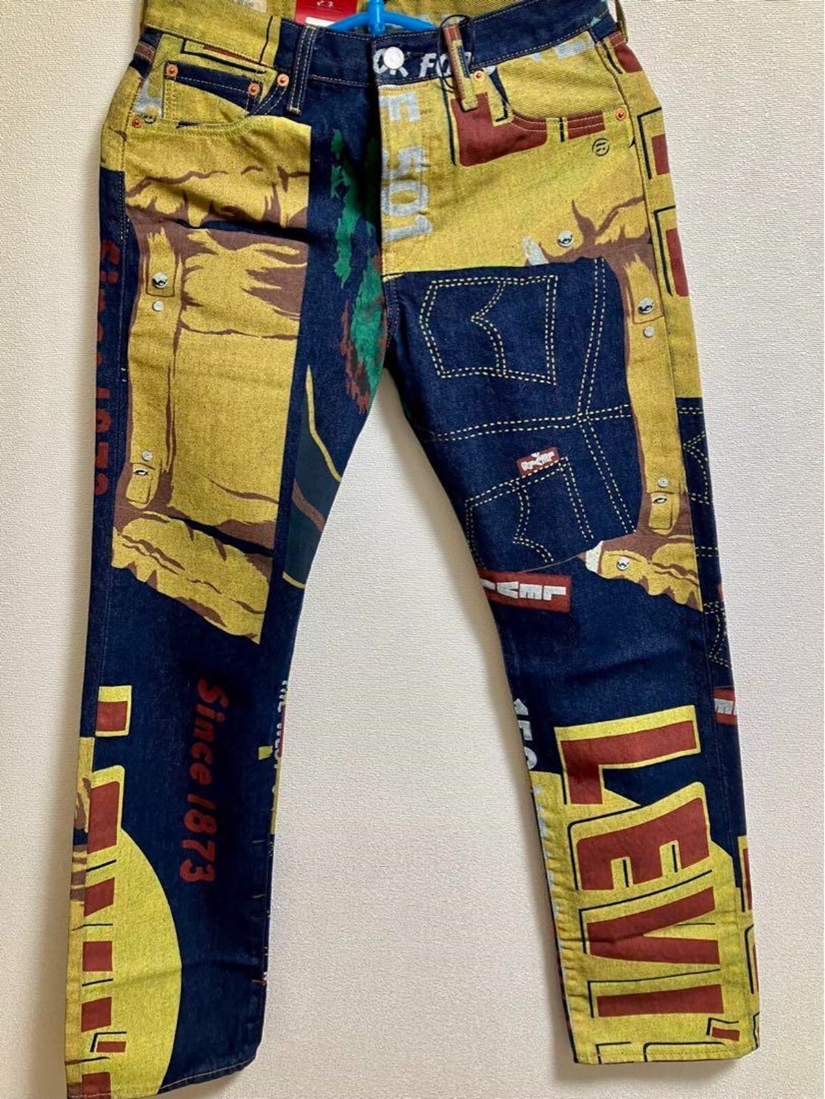 Levi's 501 150th Anniversary Banner Print Denim Pants Jeans Levi's 501 150th Anniversary Banner Print Denim Pants Jeans