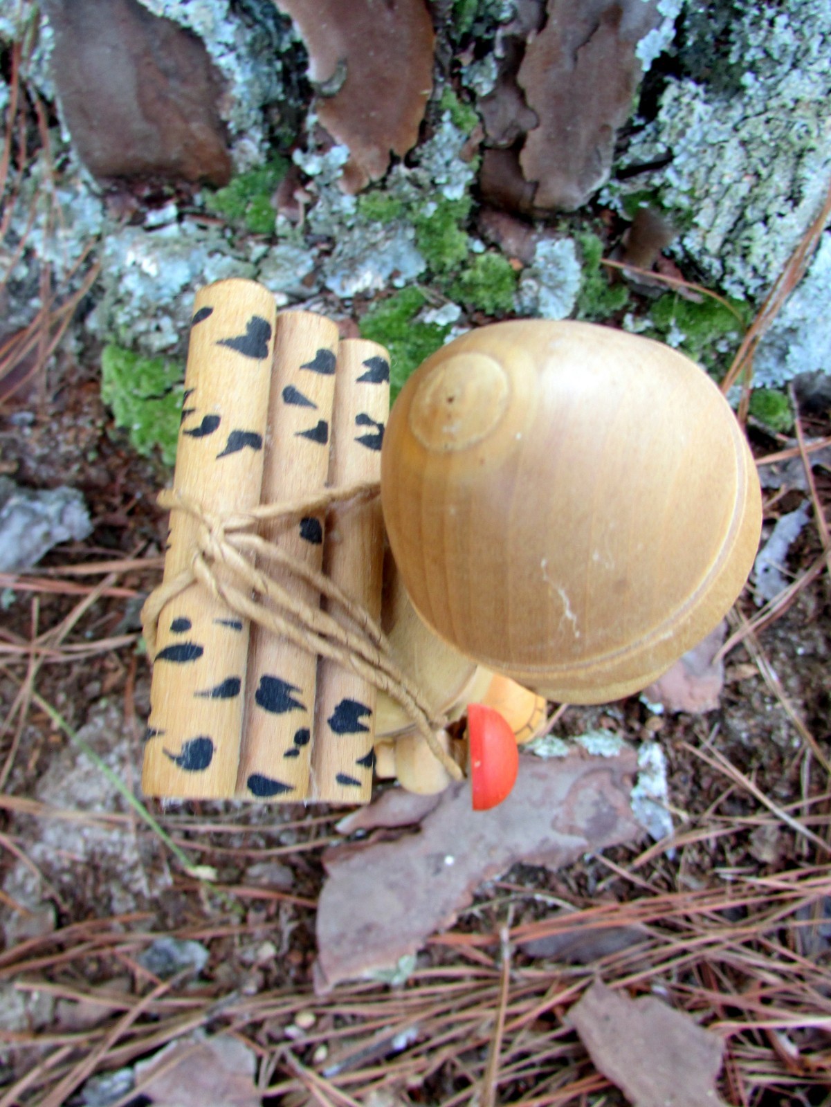 Vintage Soviet Folk Art Woodsman with Bundle of Logs - Made in USSR - 75% off!