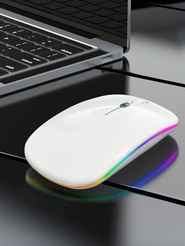 Low Profile Battery Powered RGB Bluetooth Wireless Mouse - Works with Windows &