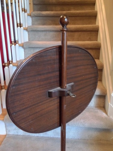 Antique Tripodal Pole Fire Screen Needlepoint Mahogany WILD BIRD
