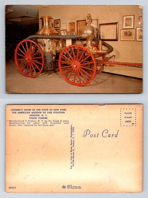 Steam Pumper Fire Fighting Museum Hudson NY Postcard Neefus c1963 Dexter