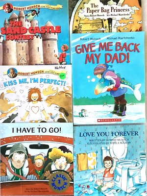 6 lot ROBERT MUNSCH books: Paper Bag, Sand Castle, Kiss Me +
