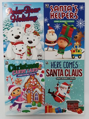 4 Christmas Coloring Books Lot -8 x 11 inches  Stocking Stuffers Kids Gifts 