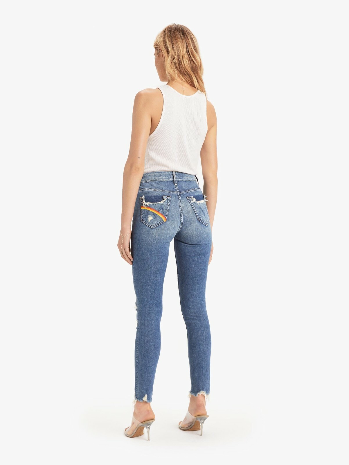 Pre-owned Mother Denim High Waisted Looker Ankle Chew, Learning To Hula $248