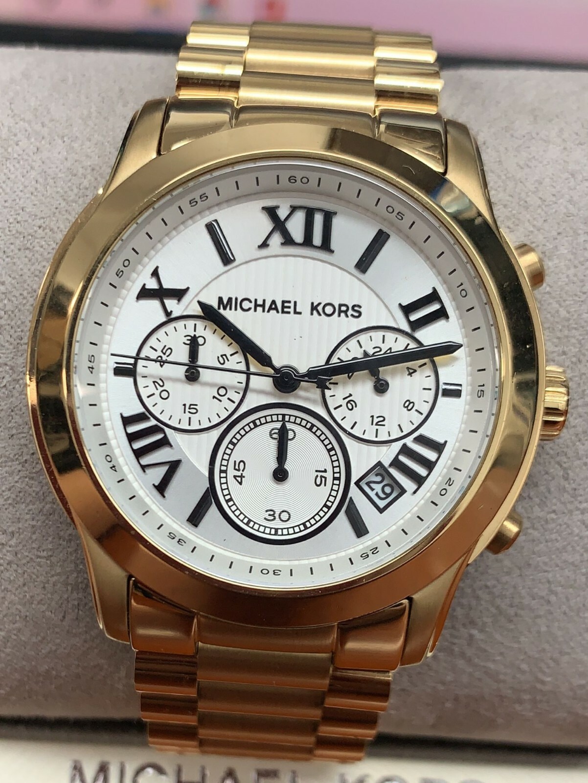 Michael Kors Chronograph Gold-tone White Dial Cooper Women's Michael Kors Chronograph Gold-tone White Dial Cooper Women's