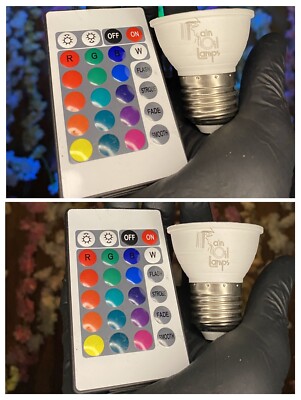 Two (2) Rain Oil Lamp Light Bulbs | Many Colors and Patterns | FREE Remotes