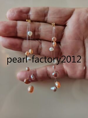Natural 5row AAA+3-4mm6-7mm South Sea Multicolor Pearl Sky Star Necklace+earring