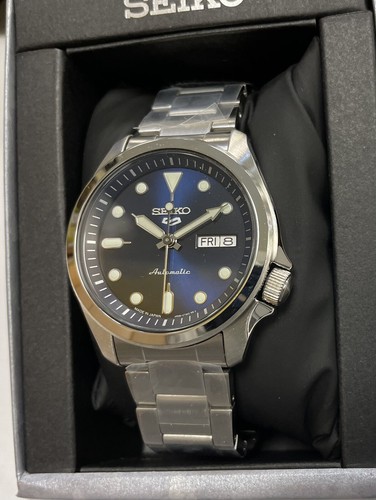 Pre-owned Seiko 5 Sports Men's Automatic Day-date Blue Srpe53 With Tag Made In Japan