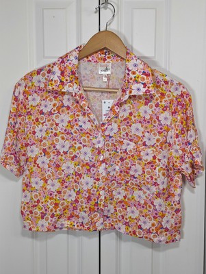 Belle du jour NWT Women's Size Medium Cropped Blouse Multicolor