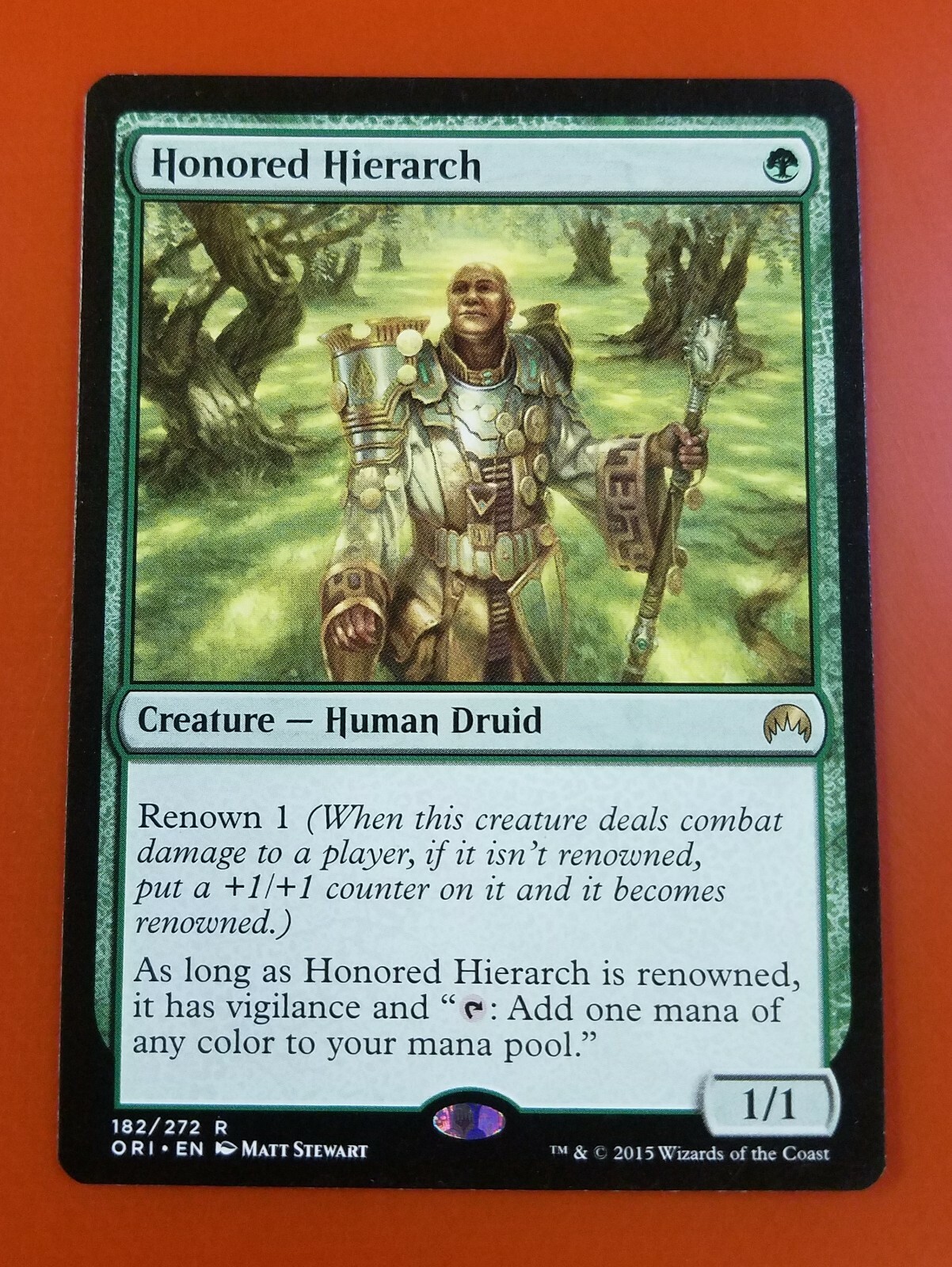 Honored Hierarch 1x FOIL ORI MTG Magic Origins Rare MINT green Honored Hierarch 1x FOIL ORI MTG Magic Origins Rare MINT green