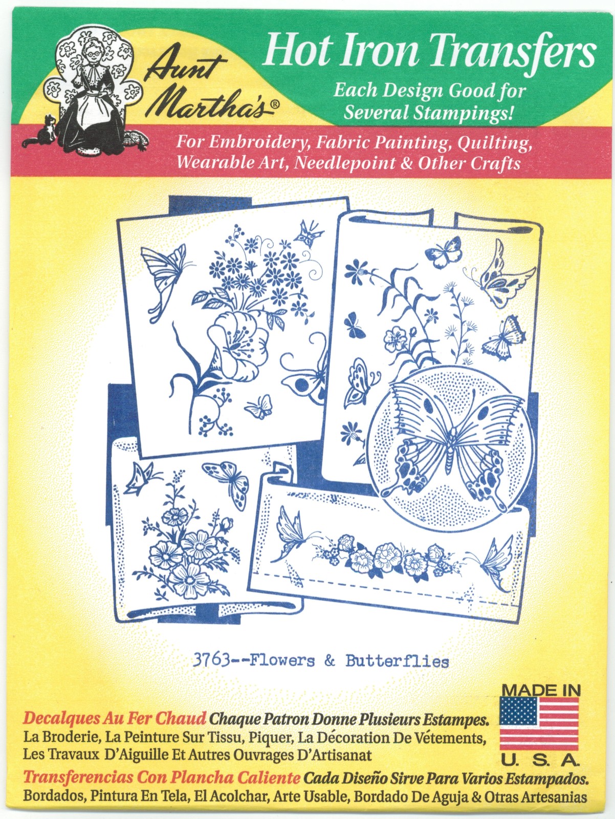 Flowers & Butterflies Hot Iron on Embroidery Transfers